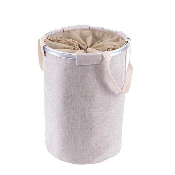 Wäschesammler Wäschekorb Wäschesack Wäschebehälter mit Kordelzug, Henkel 65l ~ beige - Palo24