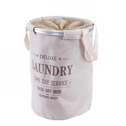 Wäschesammler Wäschekorb Wäschesack Wäschebehälter mit Kordelzug, Henkel 65l ~ beige - Palo24