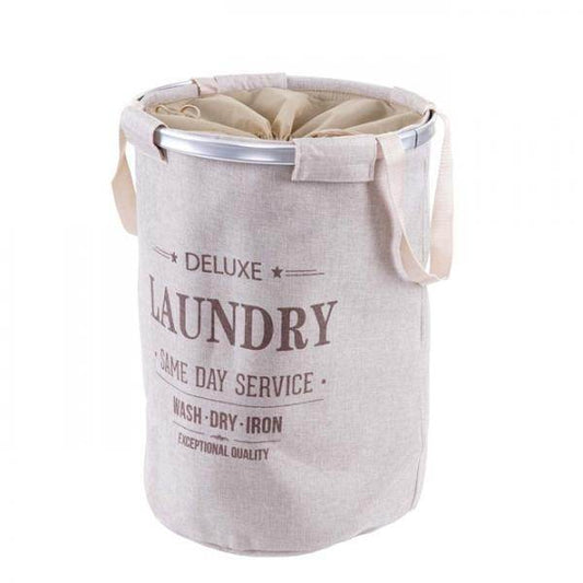Wäschesammler Wäschekorb Wäschesack Wäschebehälter mit Kordelzug, Henkel 65l ~ beige - Palo24