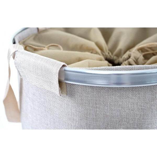 Wäschesammler Wäschekorb Wäschesack Wäschebehälter mit Kordelzug, Henkel 65l ~ beige - Palo24