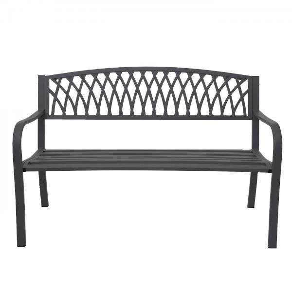 Gartenbank HWC-F45, Bank Parkbank Sitzbank, 2-Sitzer pulverbeschichteter Stahl ~ schwarz - Palo24