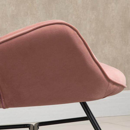 Schaukelstuhl Relax Sessel Samt Rosa+Natur - Palo24