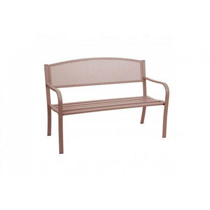 Gartenbank HWC-F52, Bank Parkbank Sitzbank, 2-Sitzer pulverbeschichteter Stahl ~ braun - Palo24