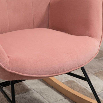 Schaukelstuhl Relax Sessel Samt Rosa+Natur - Palo24