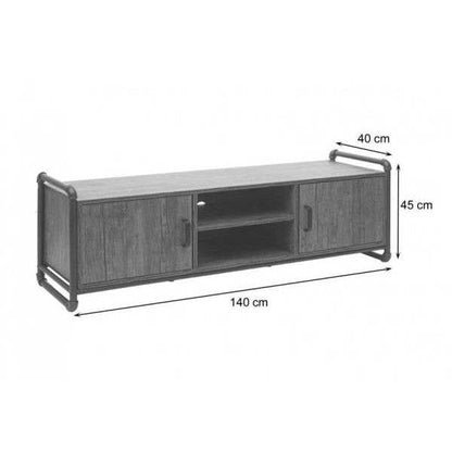 TV-Rack Fernsehtisch Lowboard, Industrie-Design 3D-Struktur Staufach braun - Palo24
