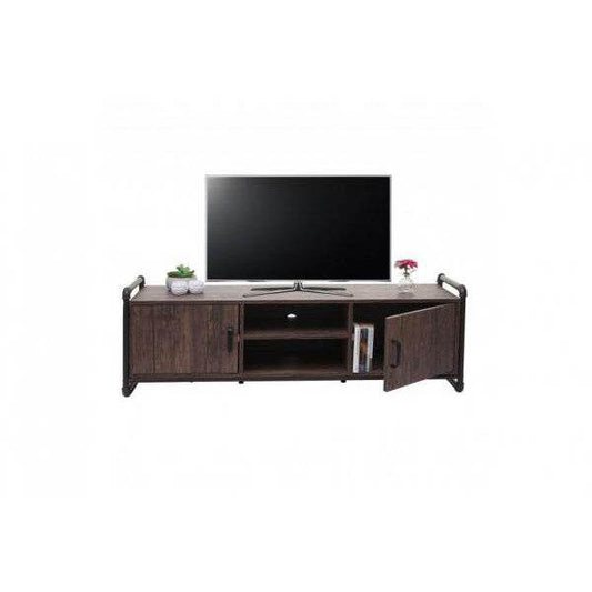 TV-Rack Fernsehtisch Lowboard, Industrie-Design 3D-Struktur Staufach braun - Palo24