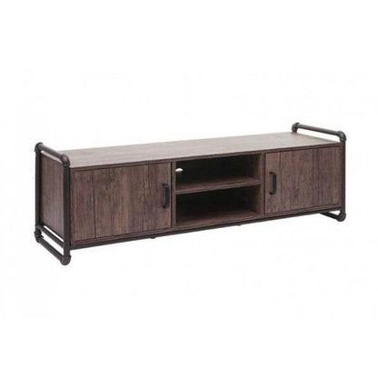 TV-Rack Fernsehtisch Lowboard, Industrie-Design 3D-Struktur Staufach braun - Palo24
