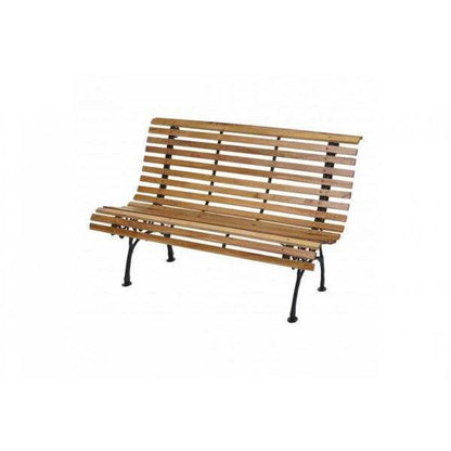 Gartenbank HWC-F97, Sitzbank Parkbank Holzbank, 2-Sitzer Gusseisen Holz 122cm 22kg ~ hellbraun - Palo24