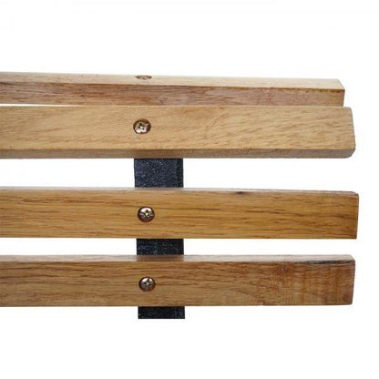 Gartenbank HWC-F97, Sitzbank Parkbank Holzbank, 2-Sitzer Gusseisen Holz 122cm 22kg ~ hellbraun - Palo24