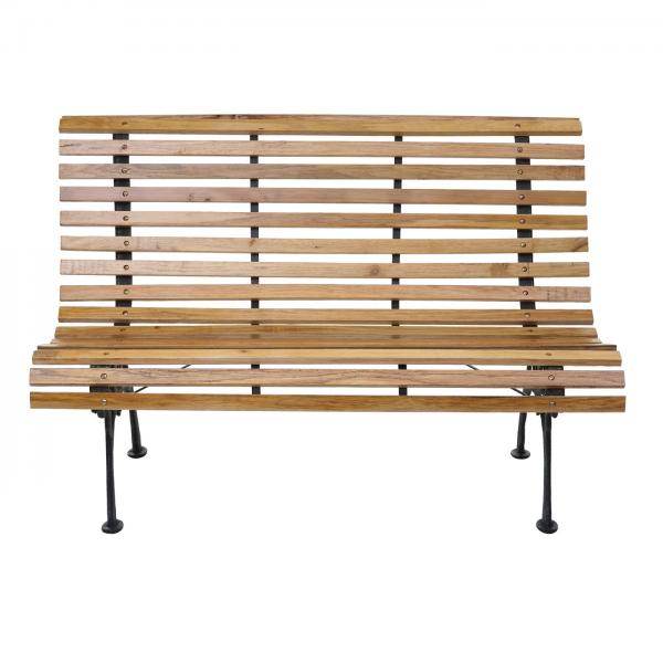 Gartenbank HWC-F97, Sitzbank Parkbank Holzbank, 2-Sitzer Gusseisen Holz 122cm 22kg ~ hellbraun - Palo24