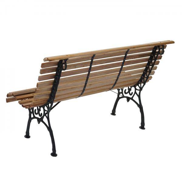 Gartenbank HWC-F97, Sitzbank Parkbank Holzbank, 2-Sitzer Gusseisen Holz 122cm 22kg ~ hellbraun - Palo24