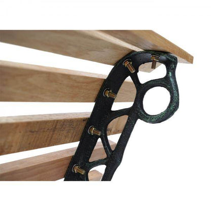Gartenbank HWC-F97, Sitzbank Parkbank Holzbank, 2-Sitzer Gusseisen Holz 122cm 22kg ~ hellbraun - Palo24