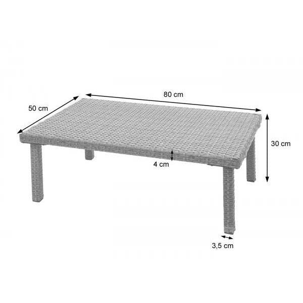 Poly-Rattan Couchtisch HWC-G16, Gartentisch Balkontisch Loungetisch, Gastronomie 80x50cm ~ schwarz - Palo24
