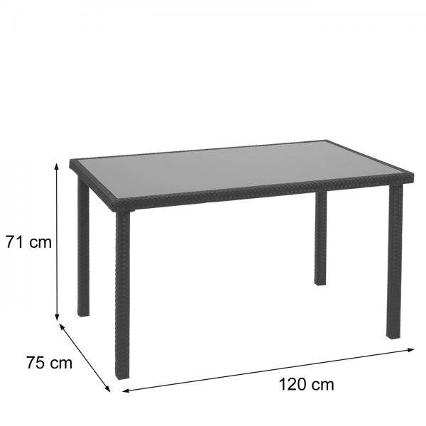 Poly-Rattan Tisch HWC-G19, Gartentisch Balkontisch, 120x75cm ~ braun - Palo24