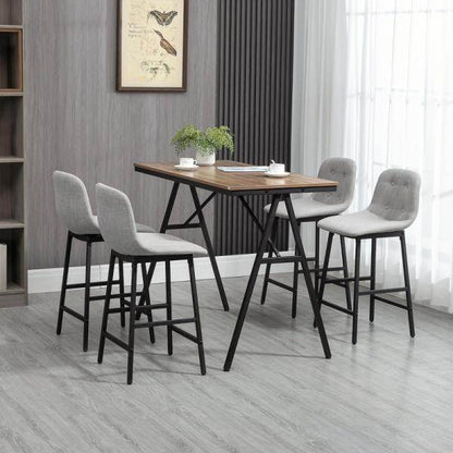 Bartisch mit Barhockern im Industrie-Design, Knopfheftung, Grau + Schwarz - Palo24