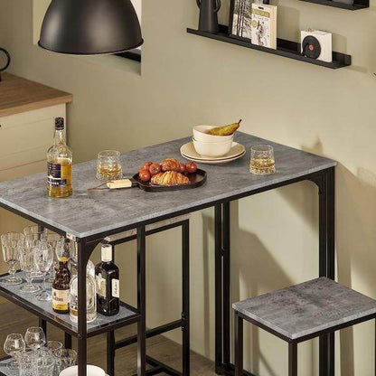 Bartisch Mit 2 Stühlen | Bartisch Set | 3-Teilig | Esstisch | Hellgrau - Palo24