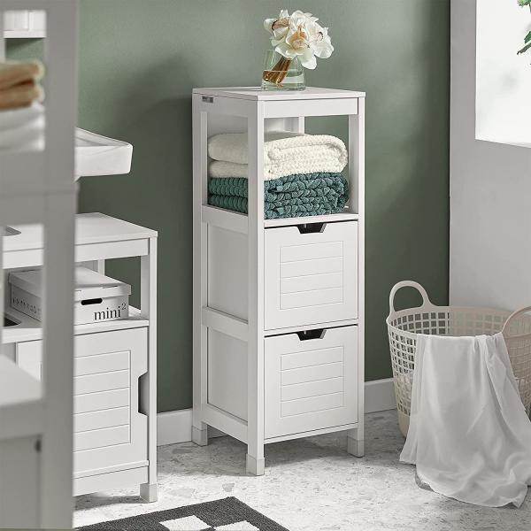 Bad Hochschrank | Badschrank Weiss | Badezimmermöbel Landhaus - Palo24
