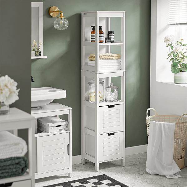 Bad Hochschrank | Badschrank Weiss | Badezimmermöbel Landhaus - Palo24