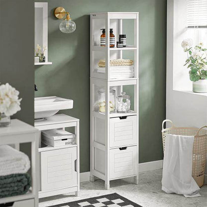Bad Hochschrank | Badschrank Weiss | Badezimmermöbel Landhaus - Palo24