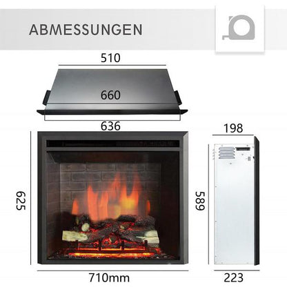 BALDERIA Calida 26" Elektrischer Einbaukamin 3D-Flammeneffekt 2000W - Palo24