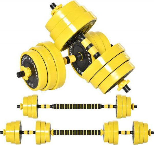 25 kg Hantel & Langhantel Einstellbare ergonomische 3-in-1 Hantelset 12 × Platten 2 × Kurze Stöcke 1 × Langer Stock - Palo24
