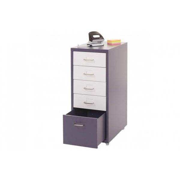 Rollcontainer Boston T851, Schubladenschrank Stahlschrank, 69x28x41cm 5 Schubladen ~ dunkelgrau weiss-dunkelgrau - Palo24