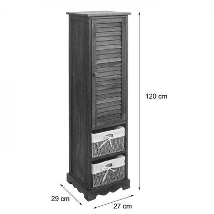 Badezimmerkommode Badschrank Badregal, 120x27x29cm Massiv-Holz ~ shabby weiss - Palo24