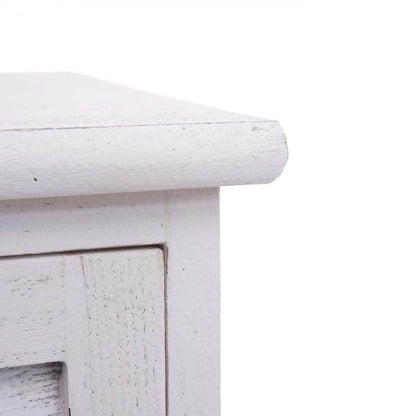 Badezimmerkommode Badschrank Badregal, 120x27x29cm Massiv-Holz ~ shabby weiss - Palo24