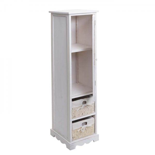 Badezimmerkommode Badschrank Badregal, 120x27x29cm Massiv-Holz ~ shabby weiss - Palo24