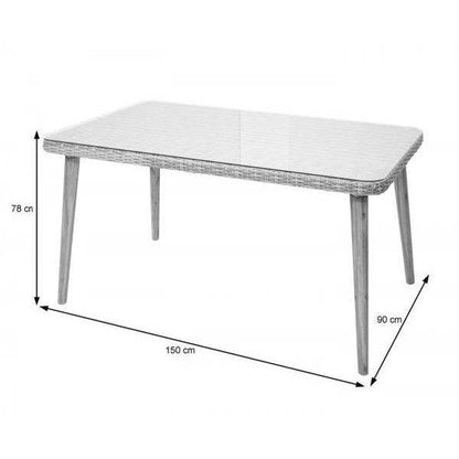 Poly-Rattan Esstisch HWC-H65, Garten-/Lounge-Tisch, Stahl + Akazie halbrundes Poly-Rattan MVG 150x90cm ~ grau - Palo24