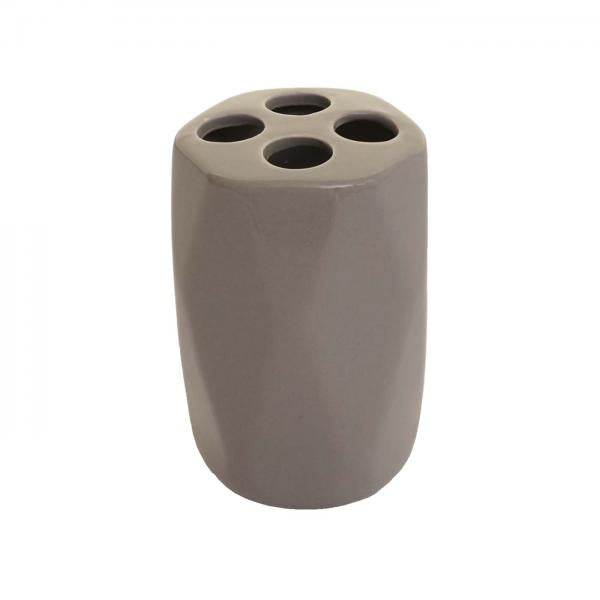 5-teiliges Badset HWC-H88, WC-Garnitur Badezimmerset Badaccessoires, Keramik ~ grau - Palo24