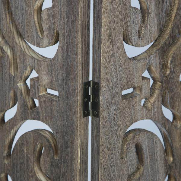 3 fach Paravent Raumteiler Holz Braun washed - Palo24