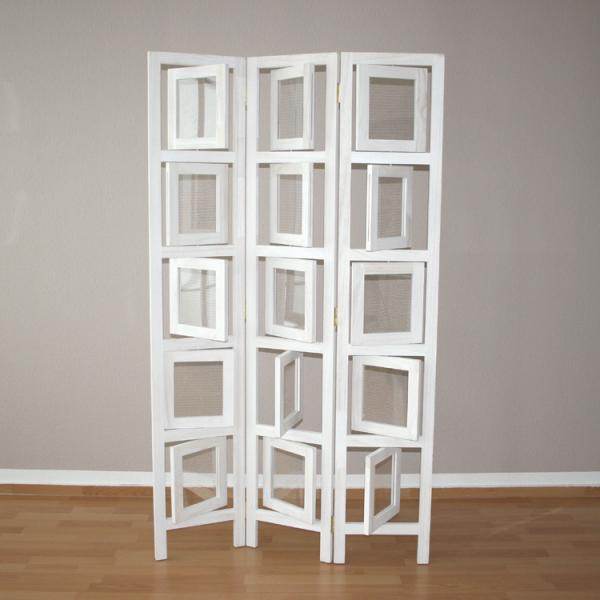 3 fach Paravent Fotowand 263 weiss Raumteiler - Palo24