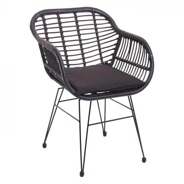 Poly-Rattan Garnitur HWC-G17, Balkon-Set Gartengarnitur Sitzgruppe Stuhl, Seil ~ anthrazit, Kissen anthrazit - Palo24
