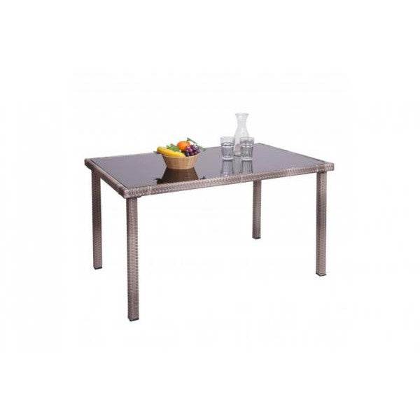 Poly-Rattan Tisch HWC-G19, Gartentisch Balkontisch, 120x75cm ~ grau-braun - Palo24
