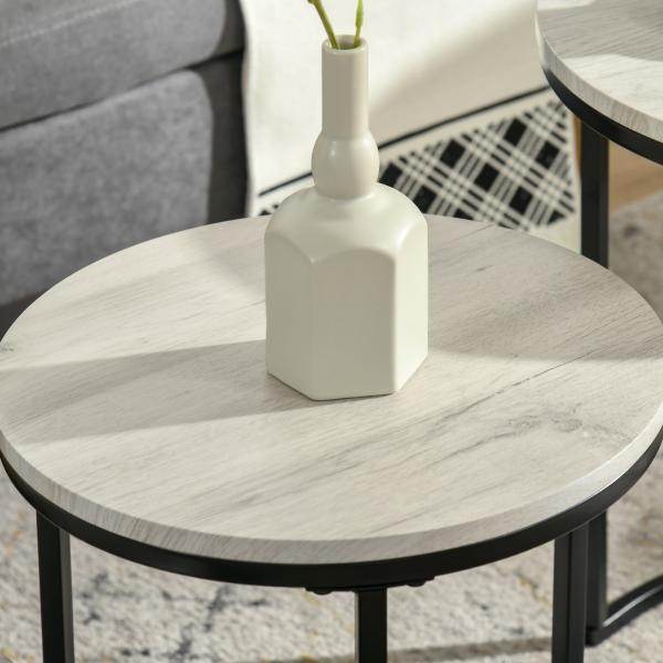 Beistelltisch Schwarz+Grau+Weiss 51 cm x 51 cm x 60 cm - Palo24