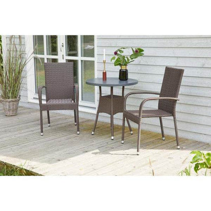 2x Stapellstuhl Polyrattan-Geflecht braun Armlehnstuhl - Palo24