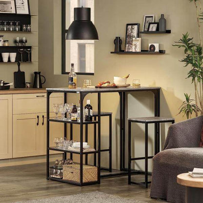 Bartisch Mit 2 Stühlen | Bartisch Set | 3-Teilig | Esstisch | Hellgrau - Palo24
