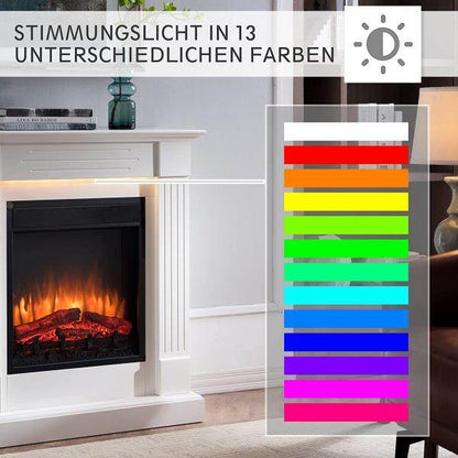 BALDERIA Elektrokamin Ladina 3D-Flammeneffekt Elektro Heizung 2000W Weiss - Palo24