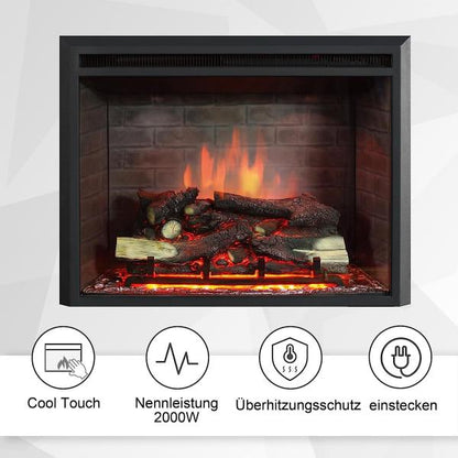 BALDERIA Calida 30" Elektrischer Einbaukamin 3D-Flammeneffekt 2000W - Palo24
