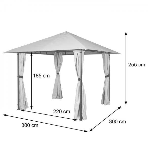 Pergola HWC-J63, Garten Pavillon Terrassenüberdachung mit Seitenwand, 3x3m ~ creme-beige - Palo24