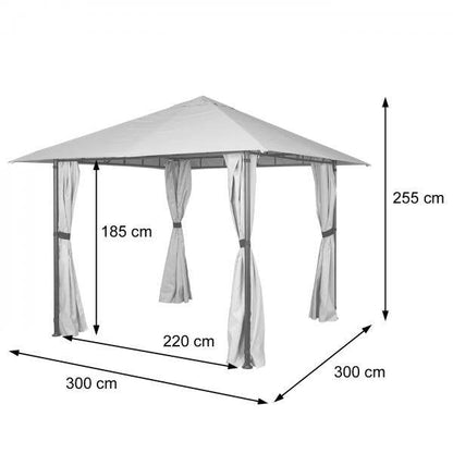Pergola HWC-J63, Garten Pavillon Terrassenüberdachung mit Seitenwand, 3x3m ~ creme-beige - Palo24