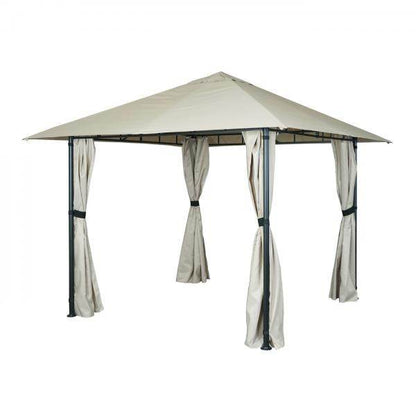 Pergola HWC-J63, Garten Pavillon Terrassenüberdachung mit Seitenwand, 3x3m ~ creme-beige - Palo24