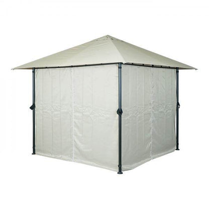 Pergola HWC-J63, Garten Pavillon Terrassenüberdachung mit Seitenwand, 3x3m ~ creme-beige - Palo24