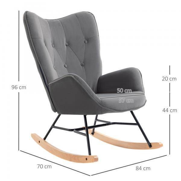 Schaukelstuhl Dunkelgrau+Natur 84 cm x 70 cm x 96 cm - Palo24