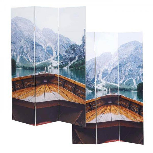 Foto-Paravent HWC-A83, Raumteiler Trennwand Sichtschutz, FSC-zertifiziert ~ 180x121cm Boot - Palo24