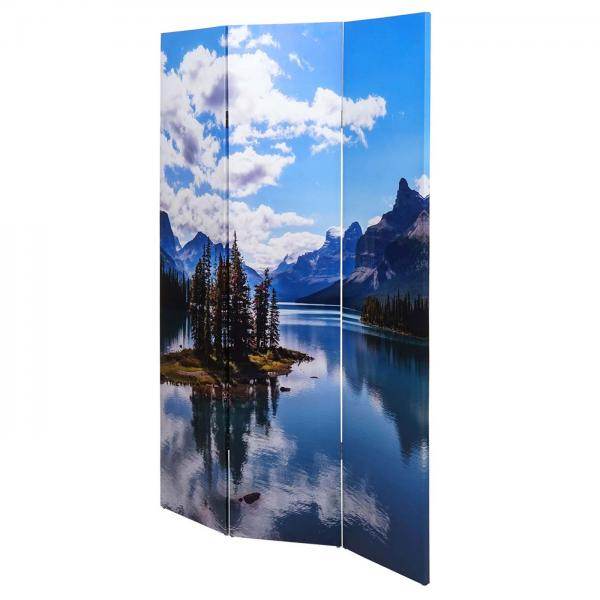 Foto-Paravent HWC-A83, Raumteiler Trennwand Sichtschutz, FSC-zertifiziert ~ 180x121cm See - Palo24
