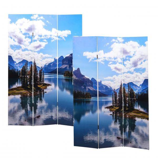 Foto-Paravent HWC-A83, Raumteiler Trennwand Sichtschutz, FSC-zertifiziert ~ 180x121cm See - Palo24