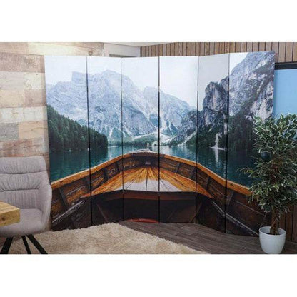 Foto-Paravent HWC-A83, Raumteiler Trennwand Sichtschutz, FSC-zertifiziert ~ 180x244cm Boot - Palo24