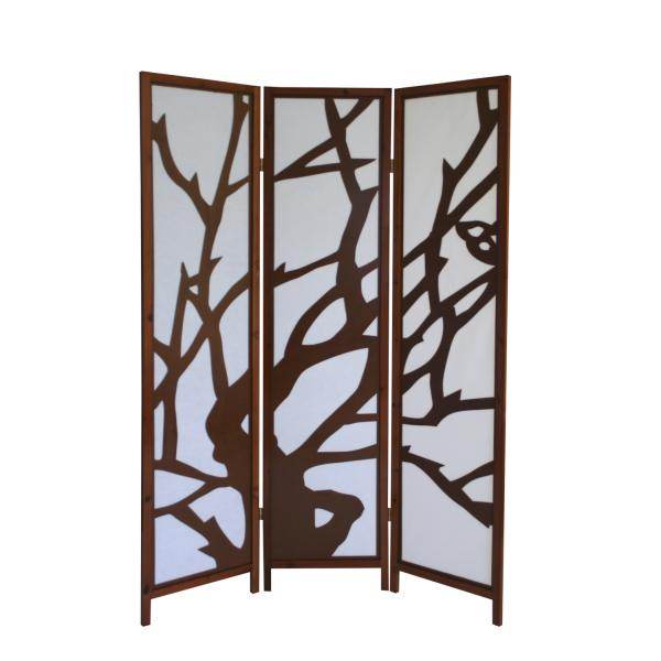 3 fach Paravent Raumteiler Holz Trennwand spanische Wand Sichtschutz Braun - Palo24